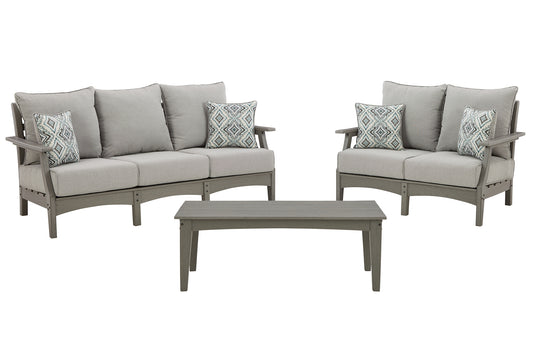 Visola Outdoor Sofa and Loveseat with Coffee Table Signature Design by Ashley®