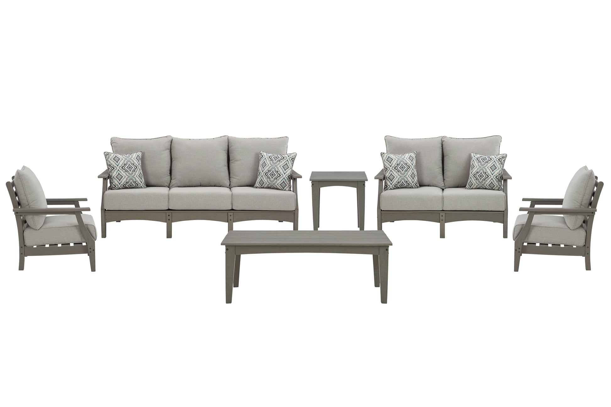 Visola Outdoor Sofa and Loveseat with 2 Lounge Chairs and End Table Signature Design by Ashley®