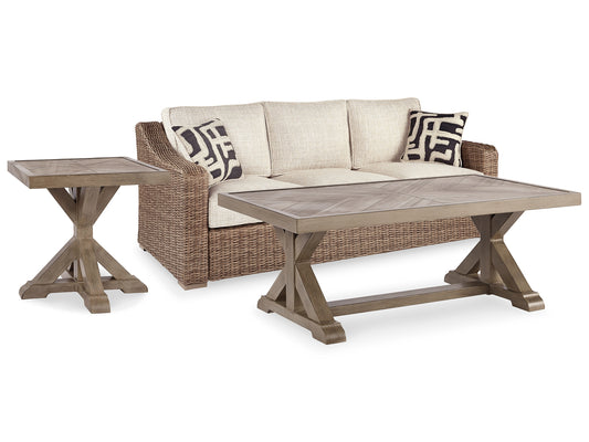 Beachcroft Outdoor Sofa with Coffee Table and End Table Signature Design by Ashley®