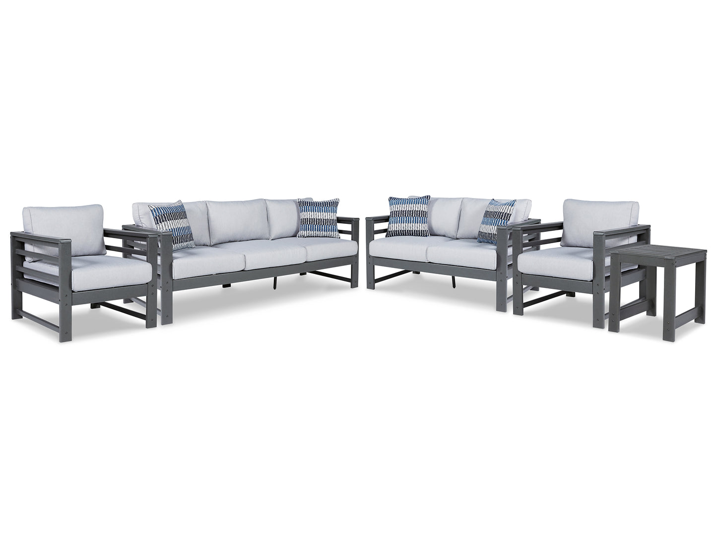 Amora Outdoor Sofa, Loveseat and 2 Lounge Chairs with End Table Signature Design by Ashley®