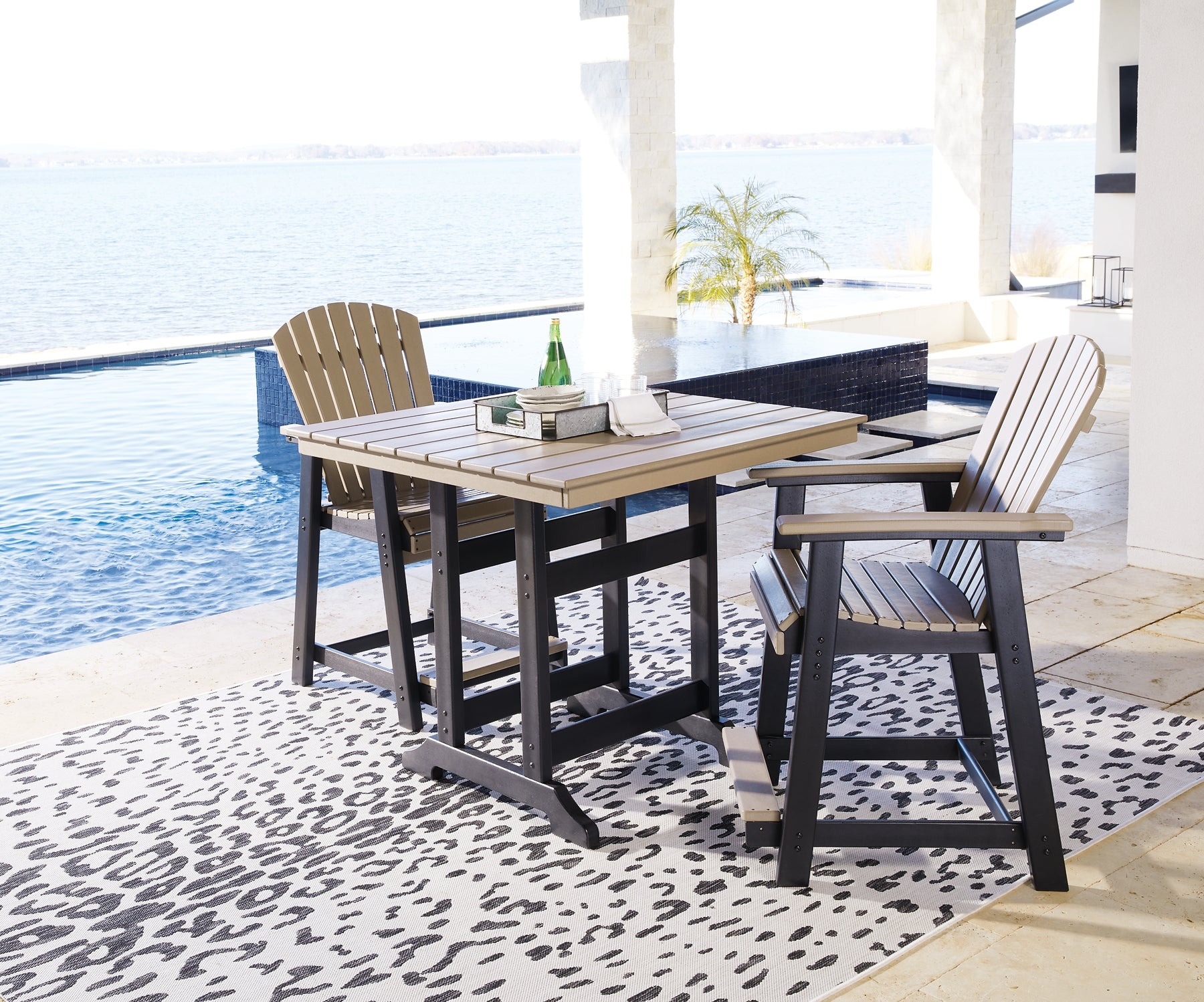 Fairen Trail Outdoor Counter Height Dining Table and 2 Barstools Signature Design by Ashley®