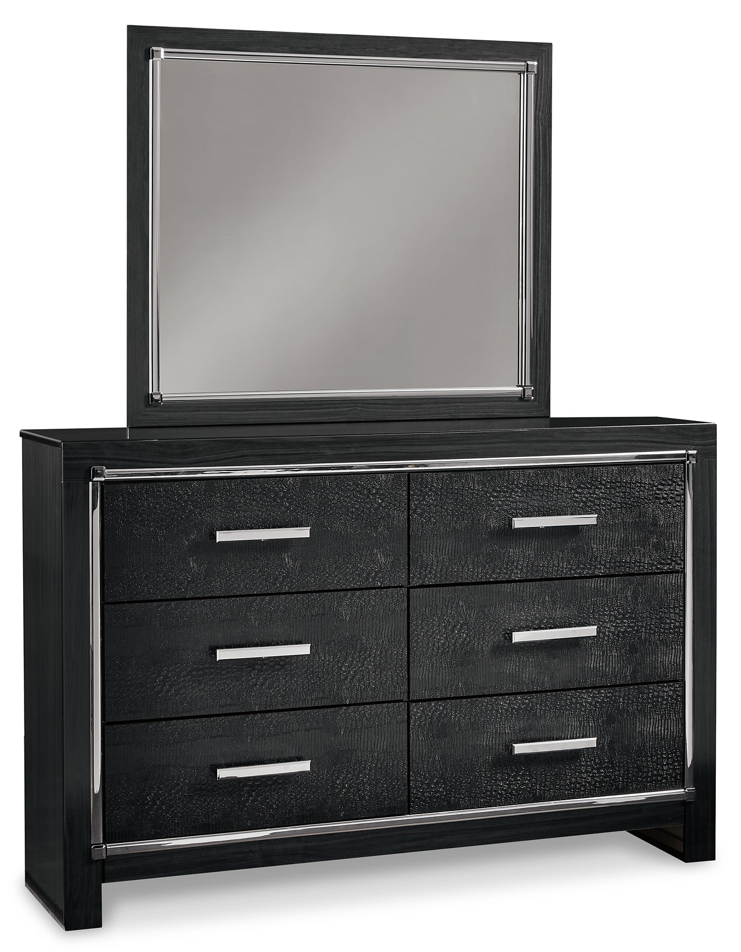 Kaydell Queen Upholstered Panel Bed with Mirrored Dresser and Nightstand Signature Design by Ashley®