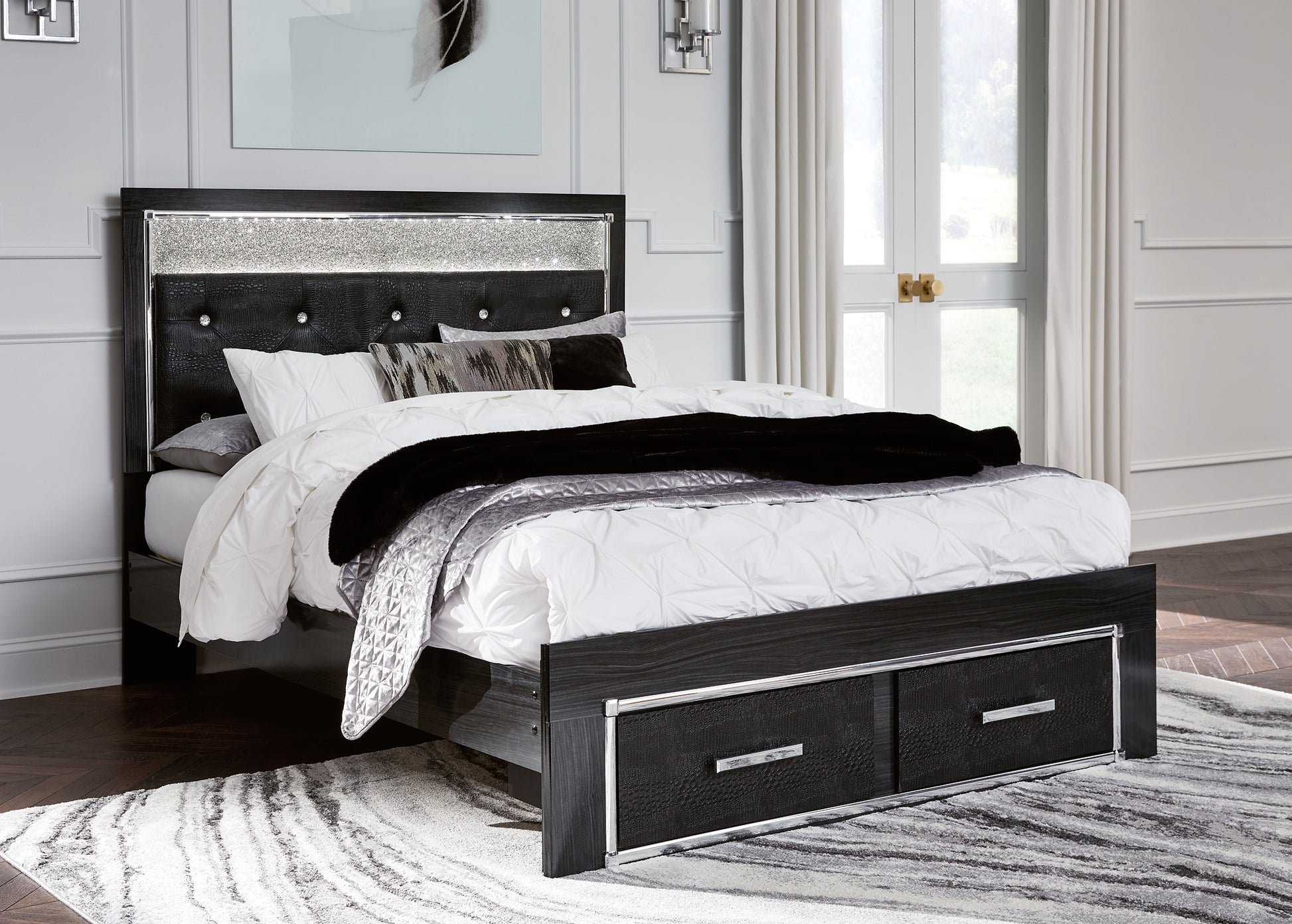 Kaydell  Upholstered Panel Storage Platform Bed Signature Design by Ashley®