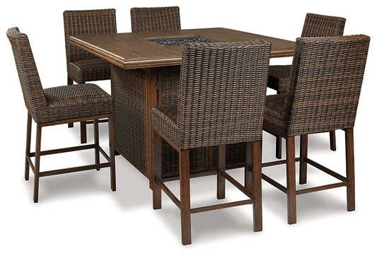 Paradise Trail Outdoor Bar Table and 6 Barstools Signature Design by Ashley®