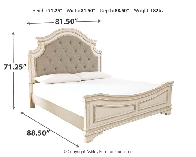 Realyn King Upholstered Panel Bed with Mirrored Dresser Signature Design by Ashley®