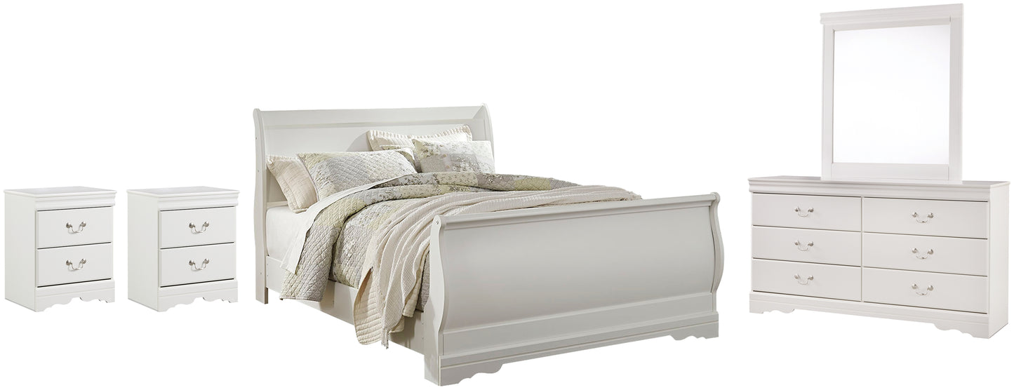 Anarasia Queen Sleigh Bed with Mirrored Dresser and 2 Nightstands Signature Design by Ashley®