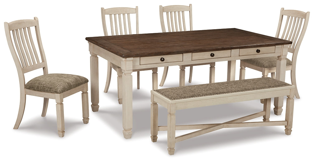 Bolanburg Dining Table and 4 Chairs and Bench Signature Design by Ashley®