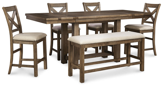 Moriville Counter Height Dining Table and 4 Barstools and Bench Signature Design by Ashley®