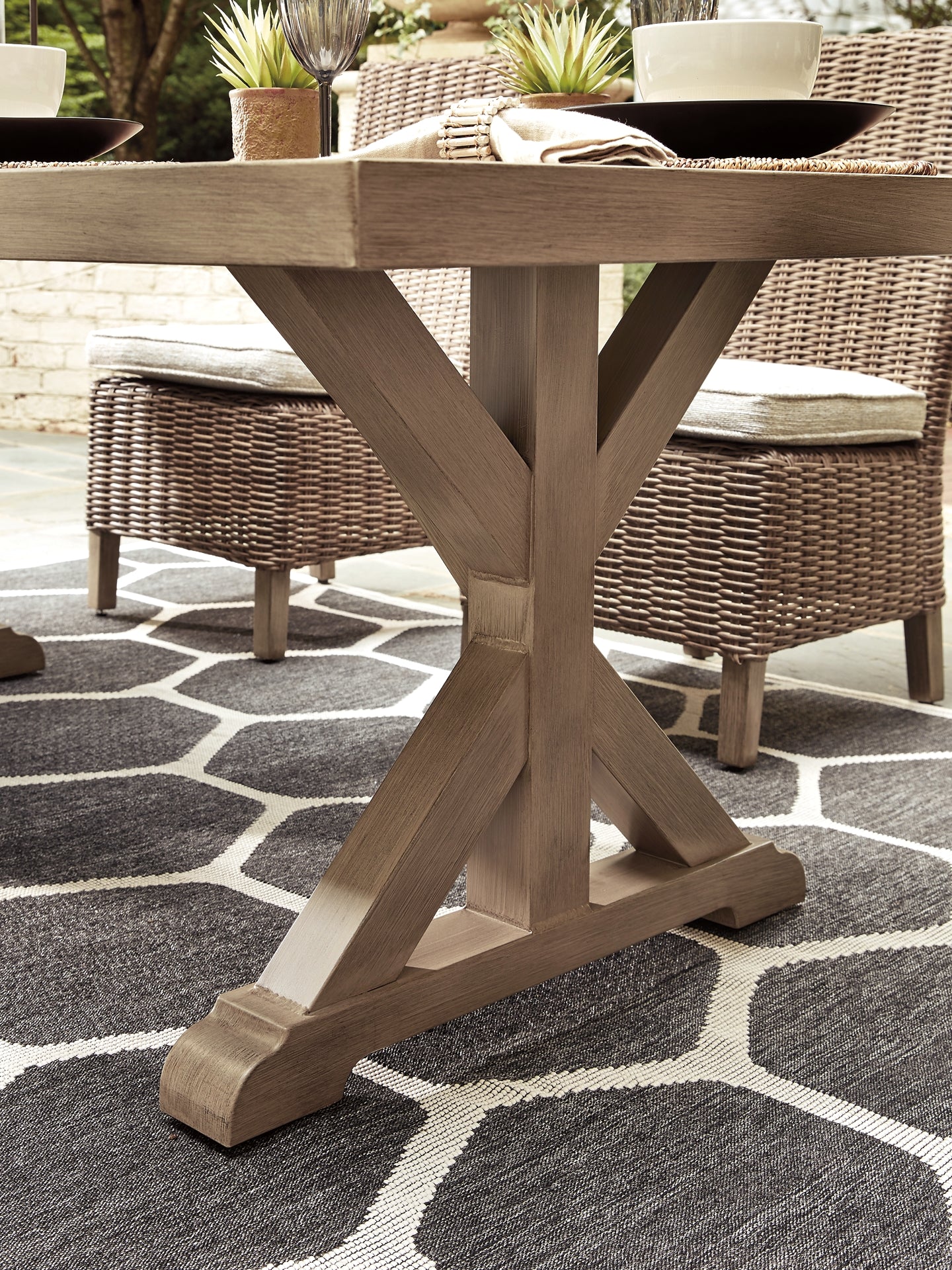 Beachcroft Outdoor Dining Table and 4 Chairs and Bench Signature Design by Ashley®