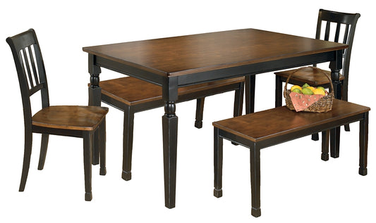 Owingsville Dining Table and 2 Chairs and 2 Benches Signature Design by Ashley®