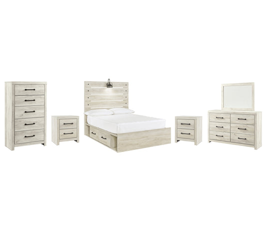 Cambeck Full Panel Bed with 4 Storage Drawers with Mirrored Dresser, Chest and 2 Nightstands Signature Design by Ashley®