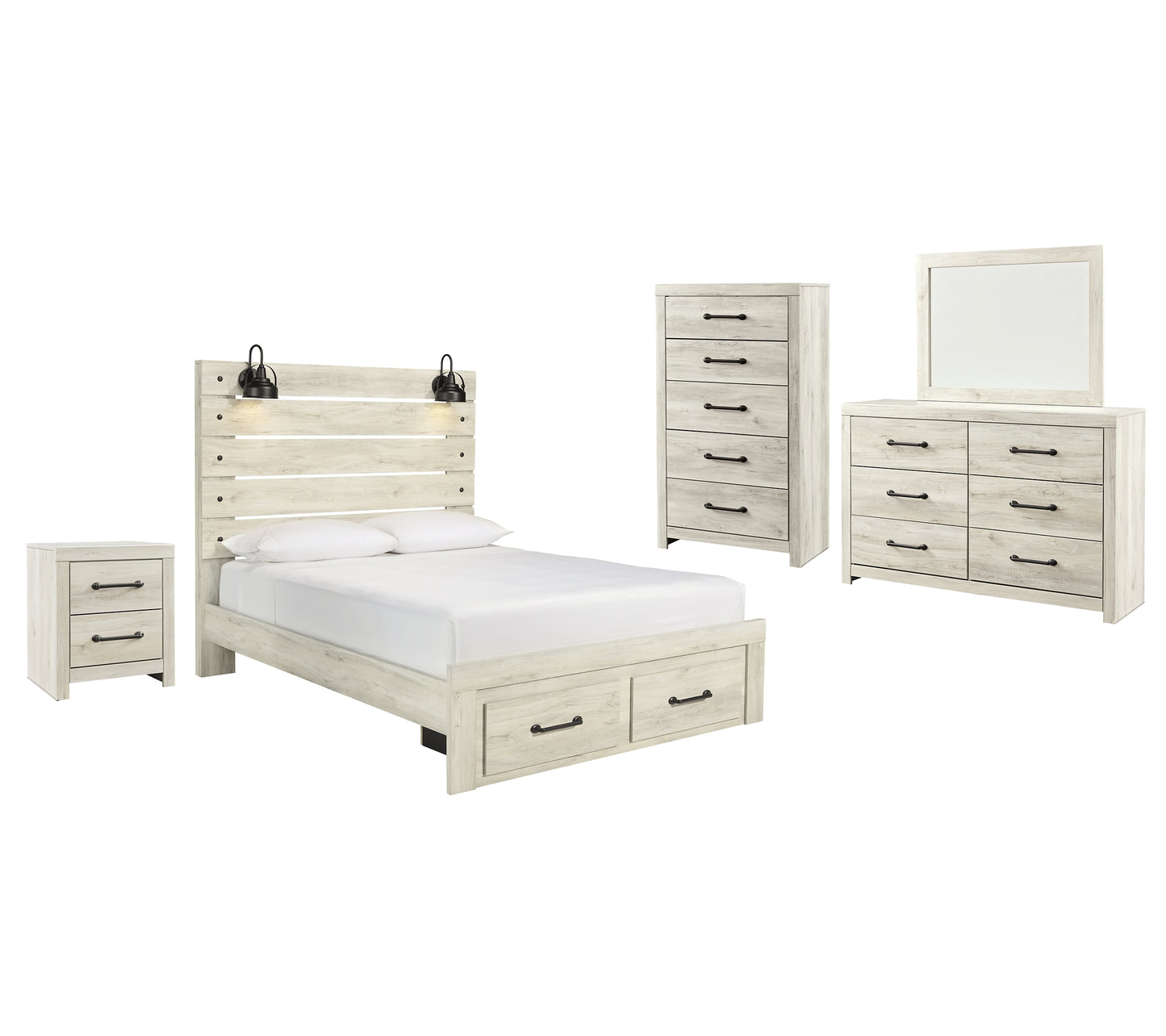 Cambeck  Panel Bed With 2 Storage Drawers With Mirrored Dresser, Chest And Nightstand Signature Design by Ashley®