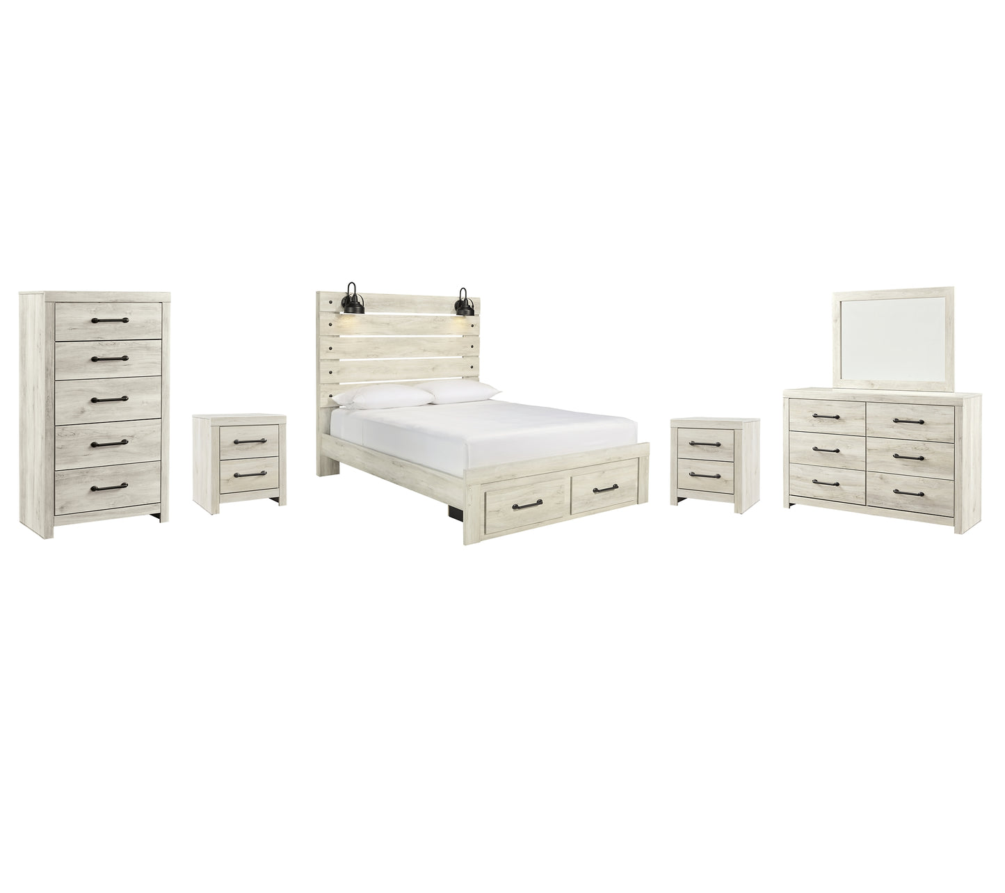 Cambeck  Panel Bed With 2 Storage Drawers With Mirrored Dresser, Chest And 2 Nightstands Signature Design by Ashley®