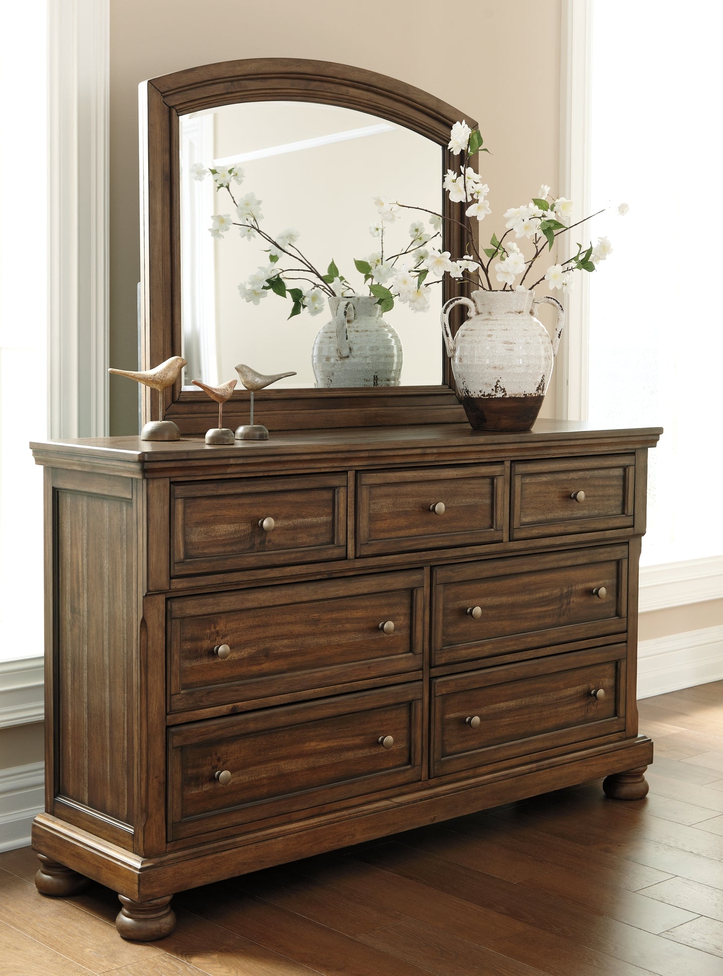 Flynnter  Panel Bed With 2 Storage Drawers With Mirrored Dresser Signature Design by Ashley®