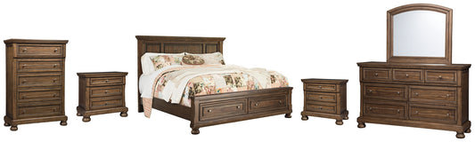 Flynnter  Panel Bed With 2 Storage Drawers With Mirrored Dresser, Chest And 2 Nightstands Signature Design by Ashley®