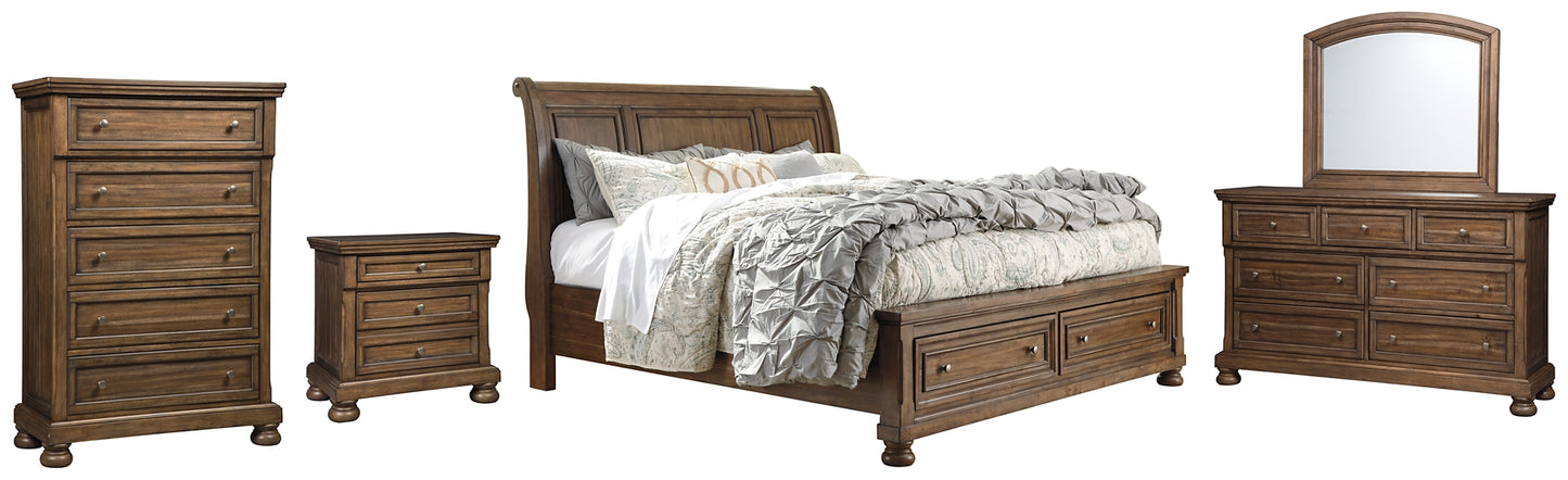 Flynnter  Sleigh Bed With 2 Storage Drawers With Mirrored Dresser, Chest And Nightstand Signature Design by Ashley®