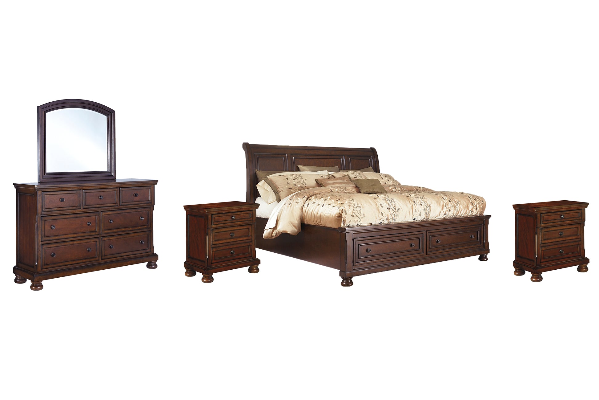 Porter  Sleigh Bed With Mirrored Dresser And 2 Nightstands Millennium® by Ashley