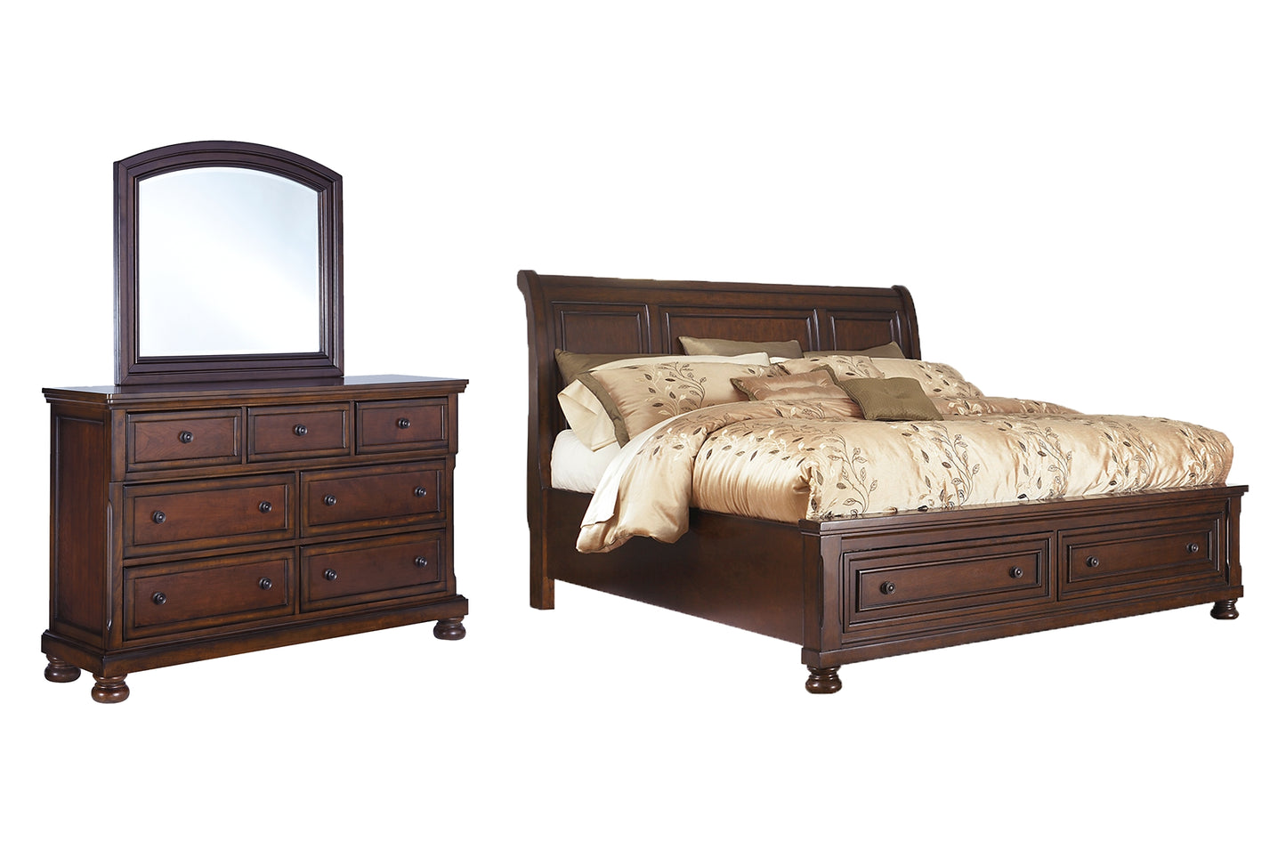 Porter  Sleigh Bed With Mirrored Dresser Millennium® by Ashley