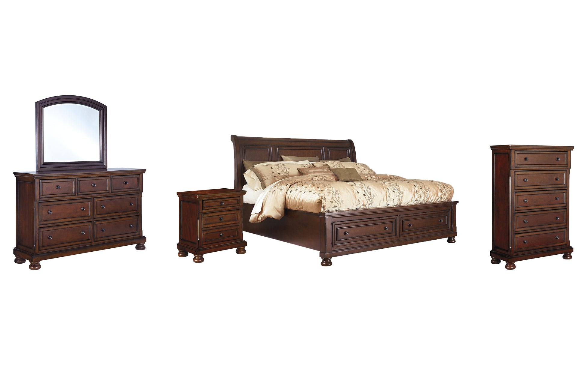 Porter  Sleigh Bed With Mirrored Dresser, Chest And Nightstand Millennium® by Ashley