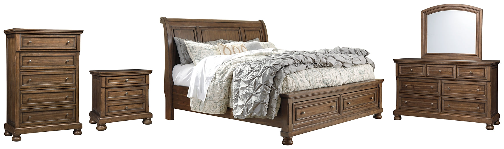 Flynnter  Sleigh Bed With 2 Storage Drawers With Mirrored Dresser, Chest And Nightstand Signature Design by Ashley®