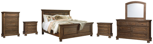 Flynnter  Panel Bed With Mirrored Dresser, Chest And 2 Nightstands Signature Design by Ashley®