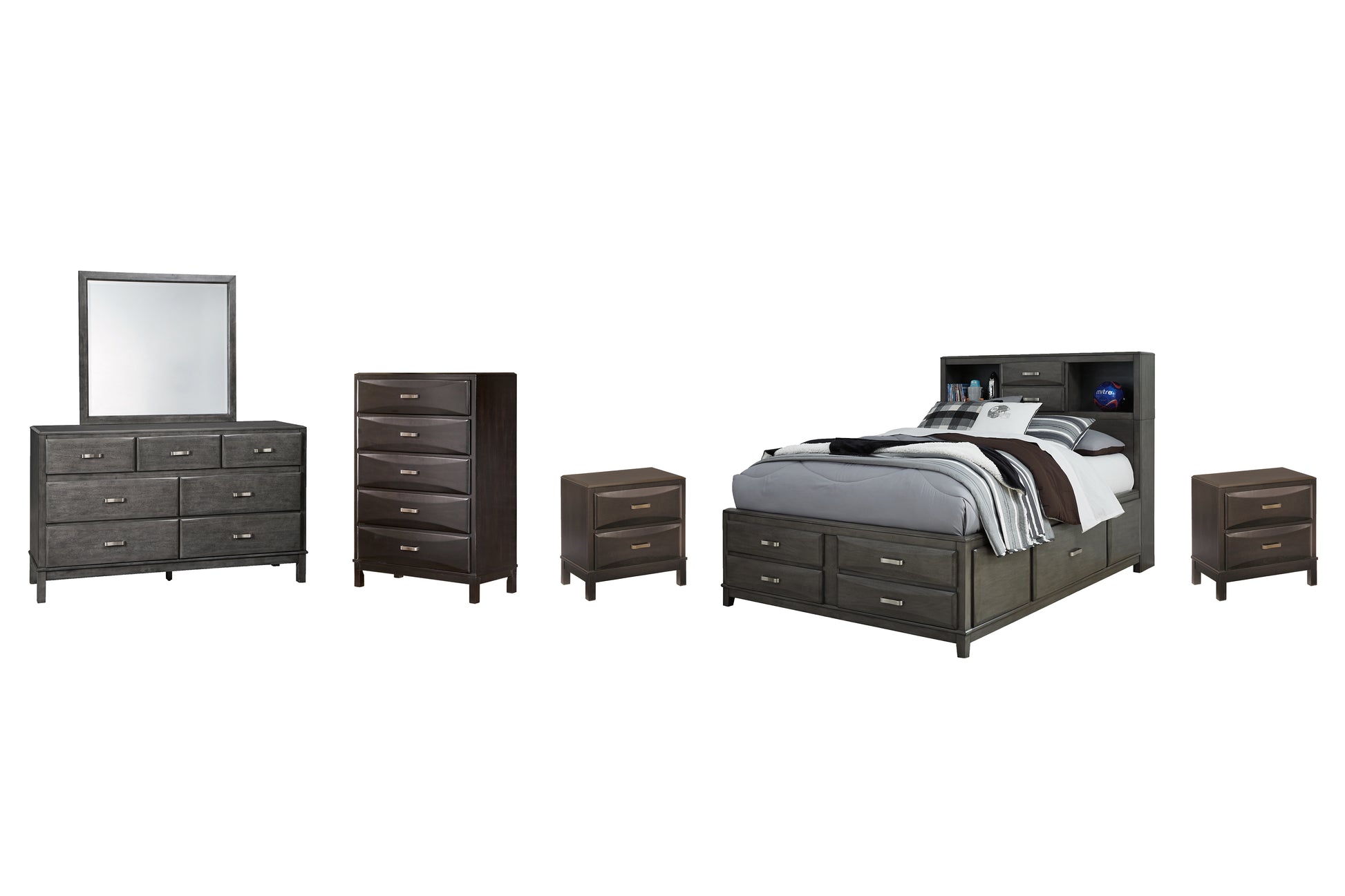 Caitbrook  Storage Bed With 8 Storage Drawers With Mirrored Dresser, Chest And 2 Nightstands Signature Design by Ashley®