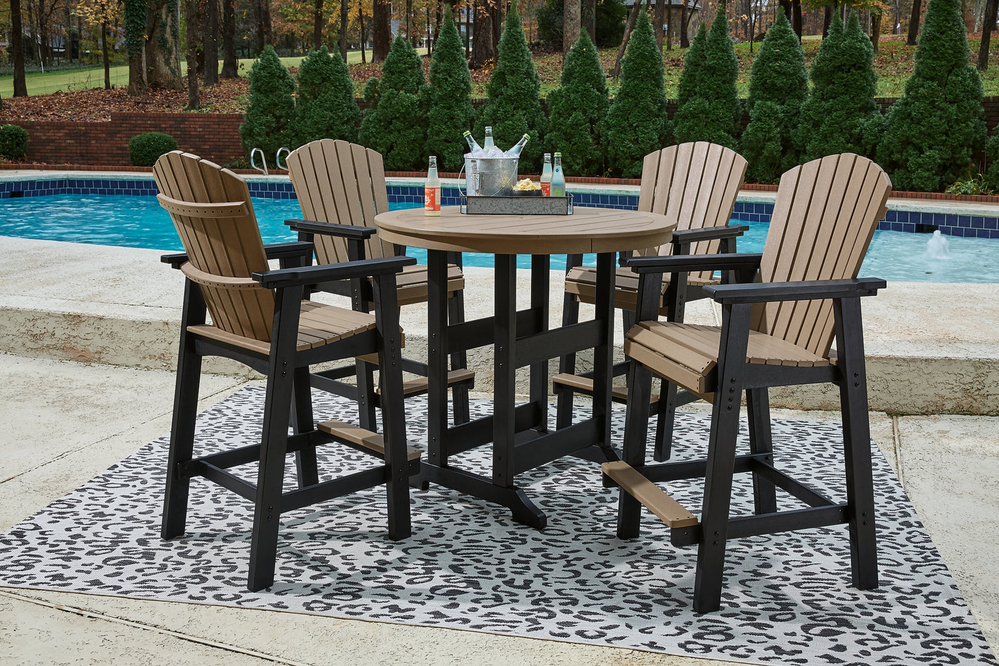 Fairen Trail Outdoor Bar Table and 4 Barstools Signature Design by Ashley®