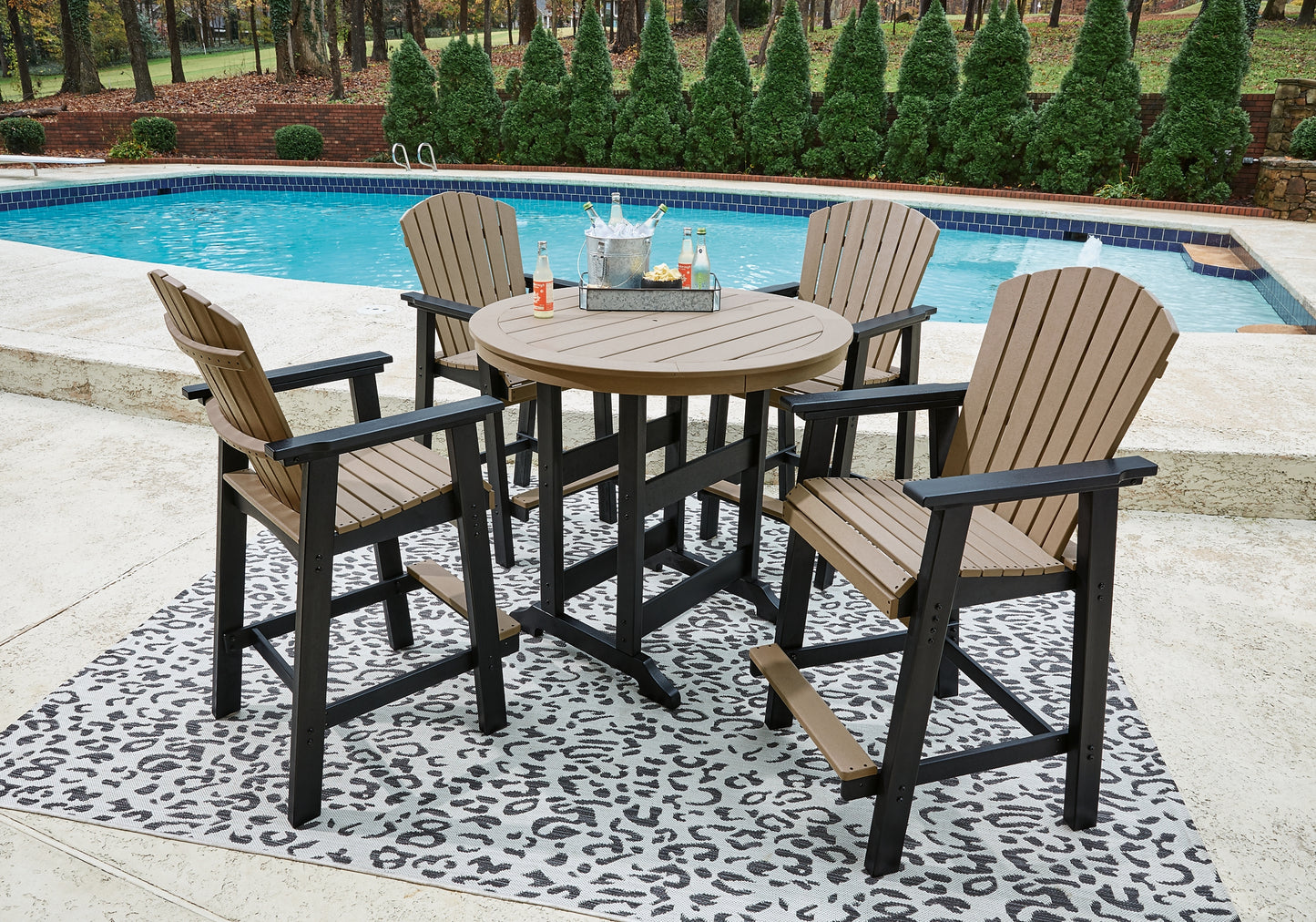 Fairen Trail Outdoor Bar Table and 4 Barstools Signature Design by Ashley®