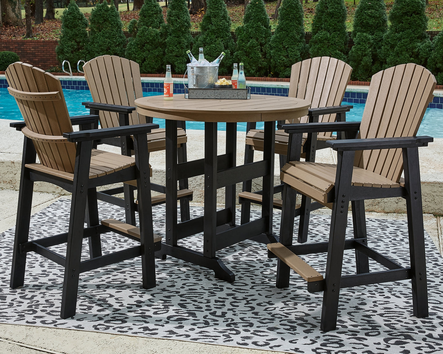 Fairen Trail Outdoor Bar Table and 4 Barstools Signature Design by Ashley®