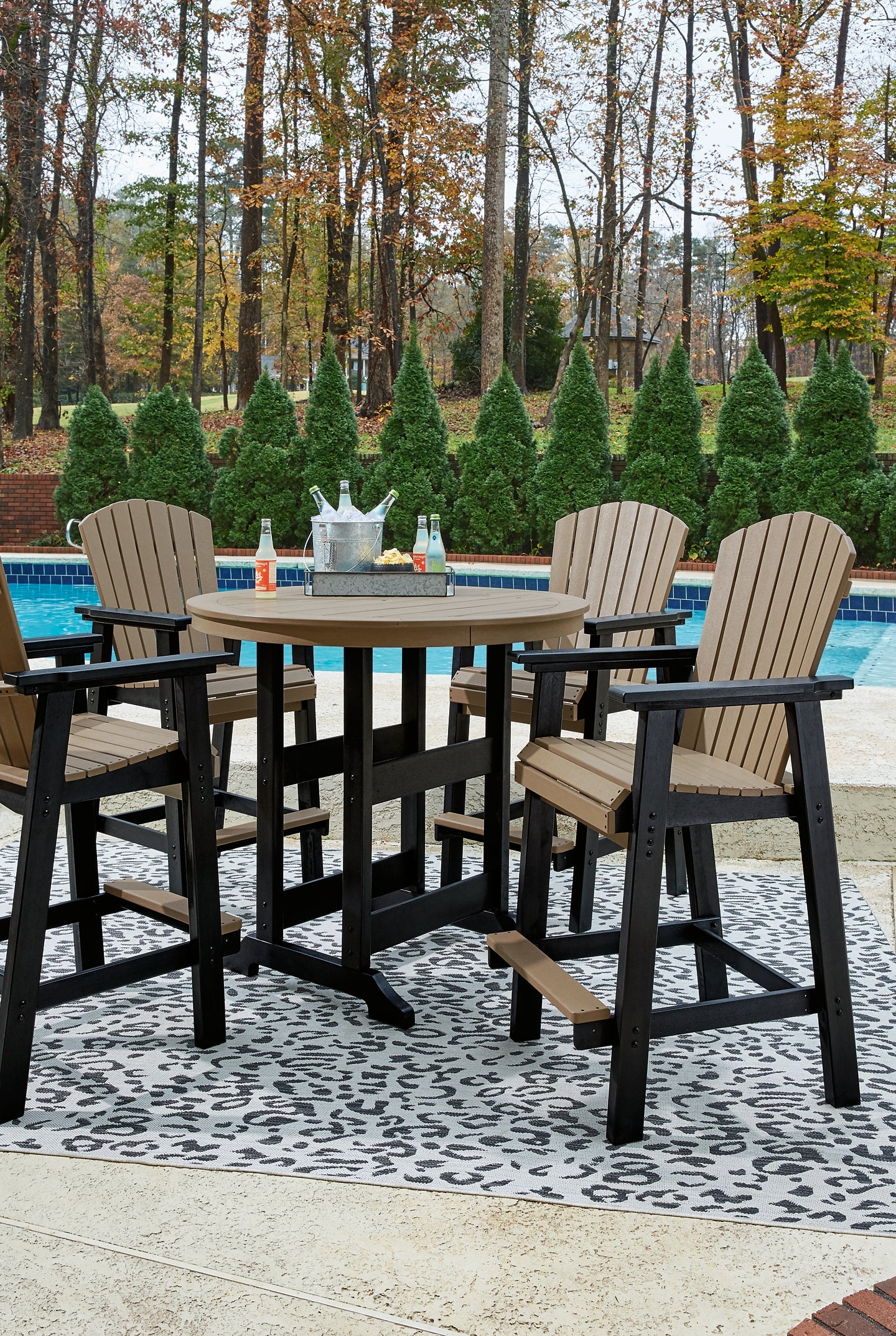 Fairen Trail Outdoor Bar Table and 4 Barstools Signature Design by Ashley®