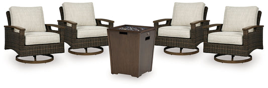 Rodeway South Outdoor Fire Pit Table and 4 Chairs Signature Design by Ashley®