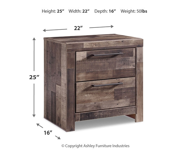 Derekson Queen Panel Bed with 2 Storage Drawers with Mirrored Dresser and Nightstand Benchcraft®