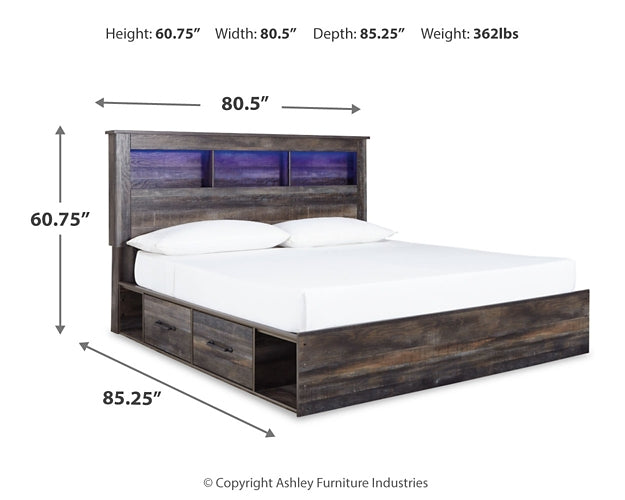 Drystan King Bookcase Bed with 4 Storage Drawers with Mirrored Dresser Signature Design by Ashley®