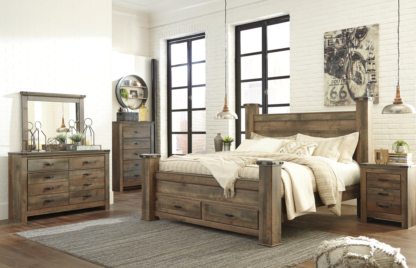 Trinell King Poster Bed with Dresser, Chest and Nightstand Signature Design by Ashley®