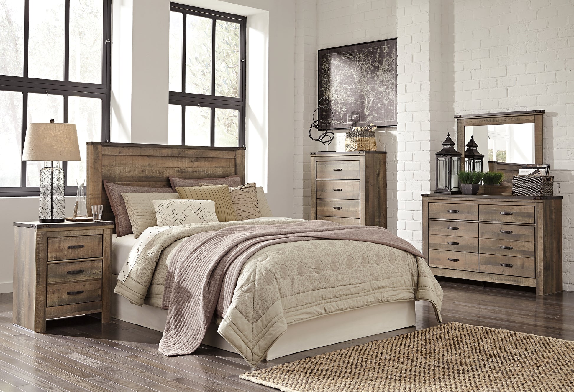 Trinell Queen Panel Headboard with Dresser, Chest and 2 Nightstands Signature Design by Ashley®