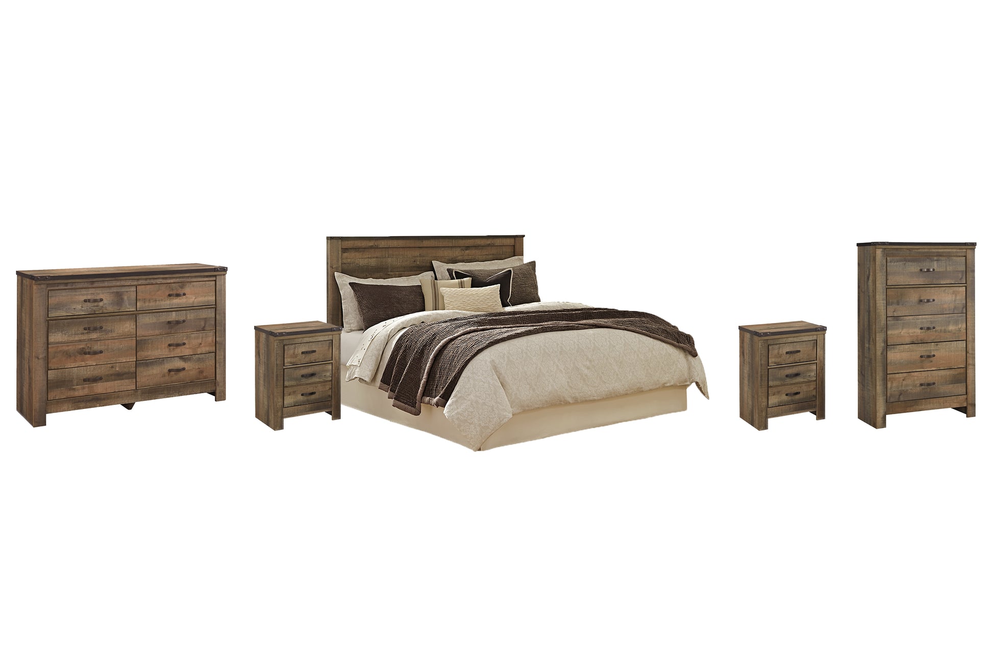 Trinell Queen Panel Headboard with Dresser, Chest and 2 Nightstands Signature Design by Ashley®