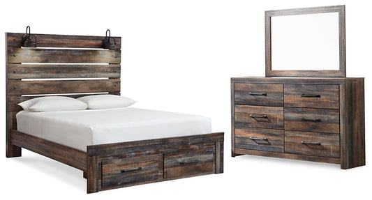 Drystan Queen Panel Bed with 2 Storage Drawers with Mirrored Dresser Signature Design by Ashley®