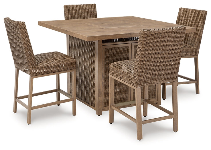 Walton Bridge Outdoor Bar Table and 4 Barstools Signature Design by Ashley®