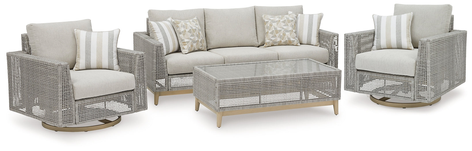 Seton Creek Outdoor Sofa and 2 Chairs with Coffee Table Signature Design by Ashley®