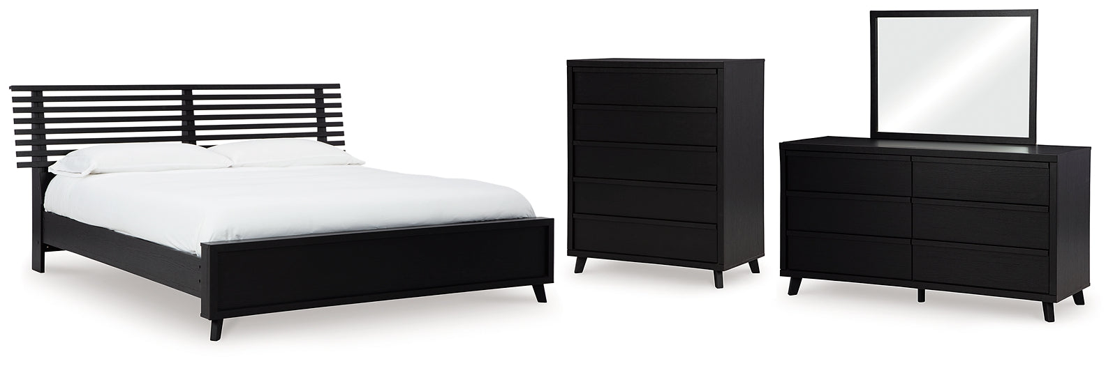 Danziar King Panel Bed with Mirrored Dresser and Chest Signature Design by Ashley®