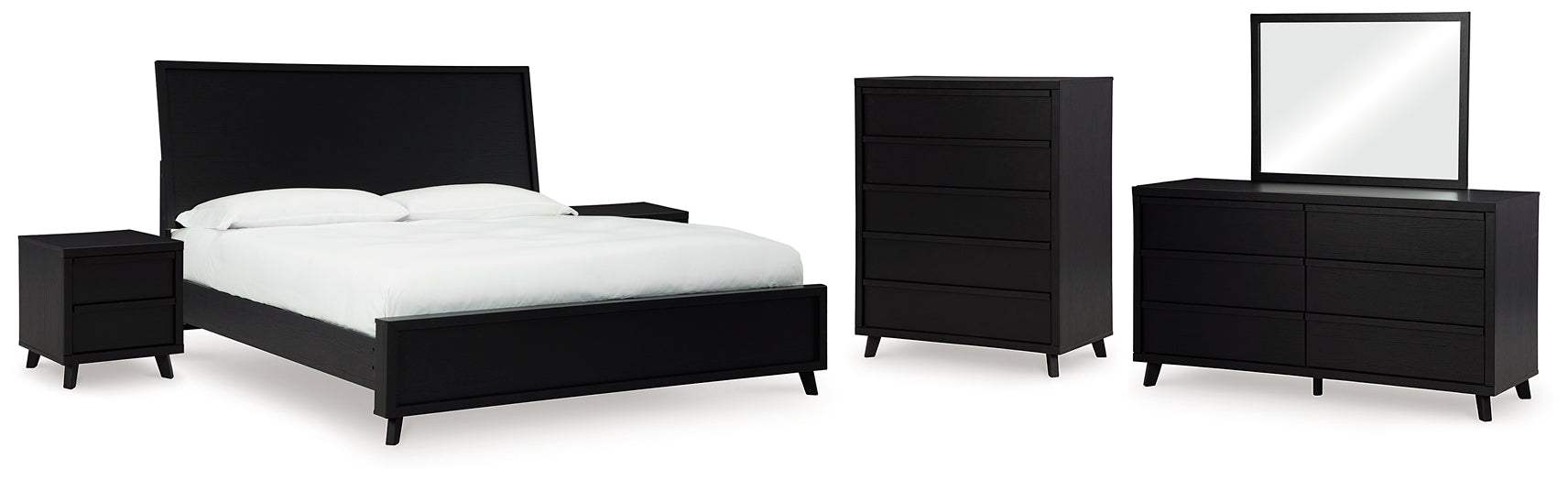 Danziar King Panel Bed with Mirrored Dresser, Chest and 2 Nightstands Signature Design by Ashley®