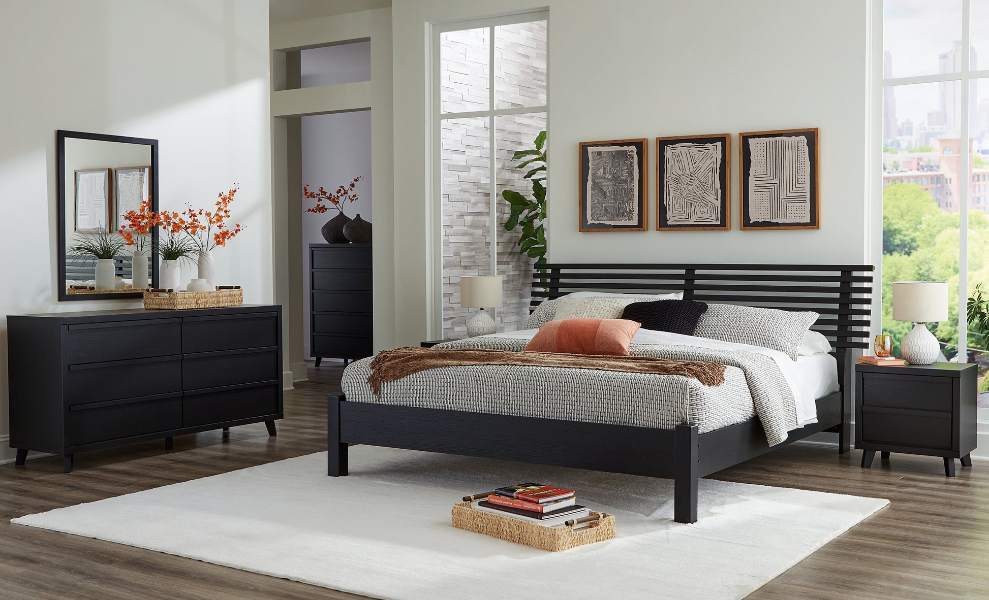 Danziar King Panel Bed with Mirrored Dresser and Nightstand Signature Design by Ashley®