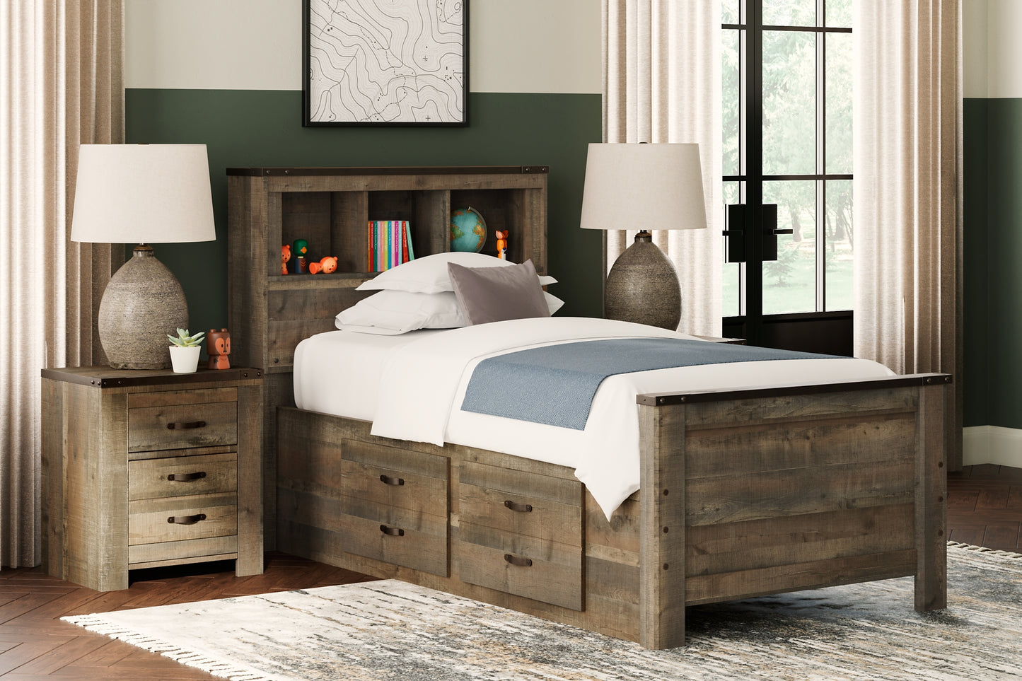 Trinell  Bookcase Bed With 2 Storage Drawers Signature Design by Ashley®