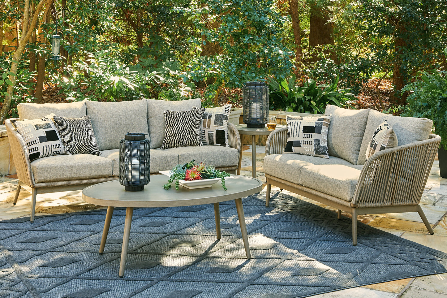 Swiss Valley Outdoor Sofa and Loveseat with Coffee Table Signature Design by Ashley®