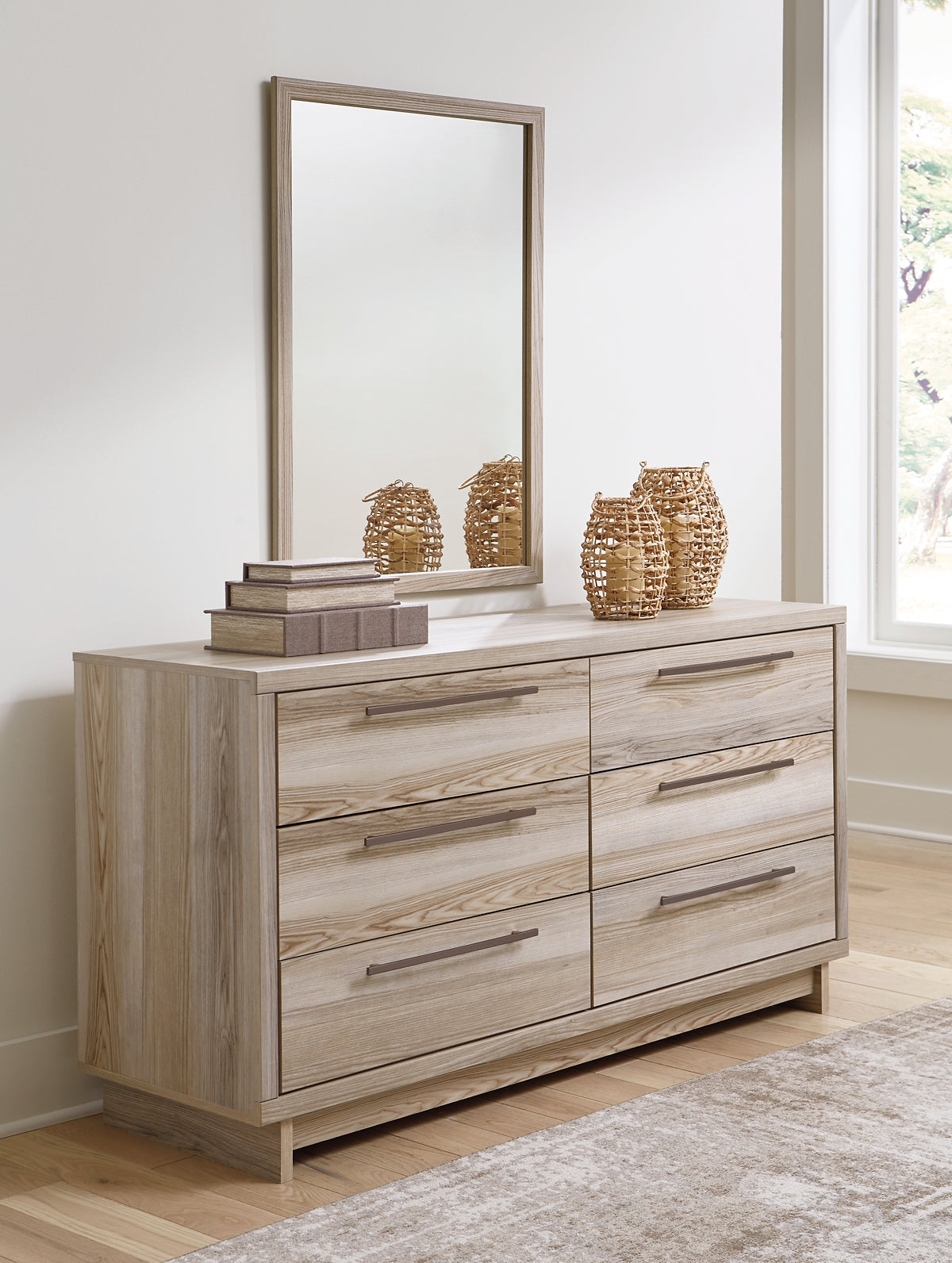 Hasbrick Queen Panel Bed with Mirrored Dresser, Chest and 2 Nightstands Signature Design by Ashley®