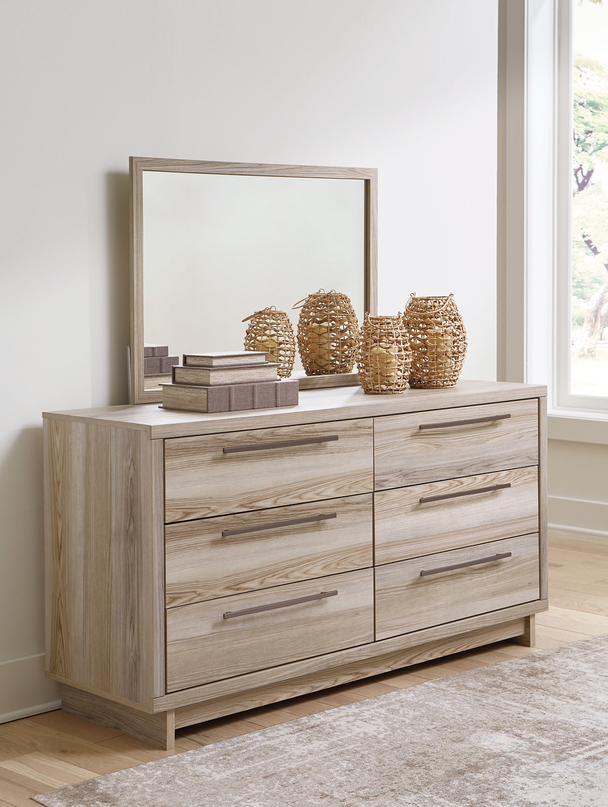 Hasbrick Queen Panel Bed with Mirrored Dresser, Chest and 2 Nightstands Signature Design by Ashley®