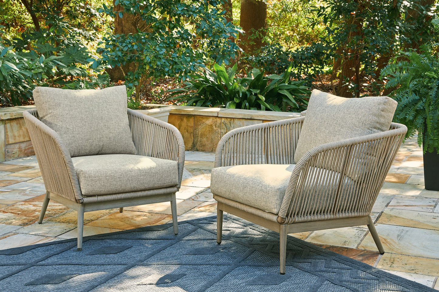 Swiss Valley 2 Outdoor Lounge Chairs with End Table Signature Design by Ashley®