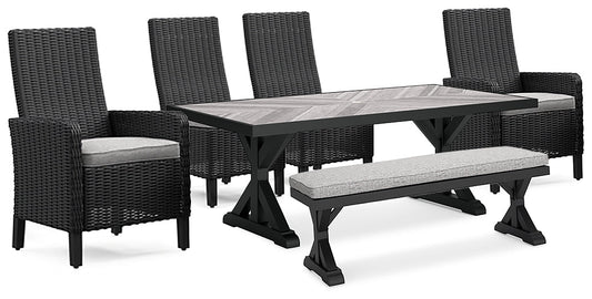 Beachcroft Outdoor Dining Table and 4 Chairs and Bench Signature Design by Ashley®