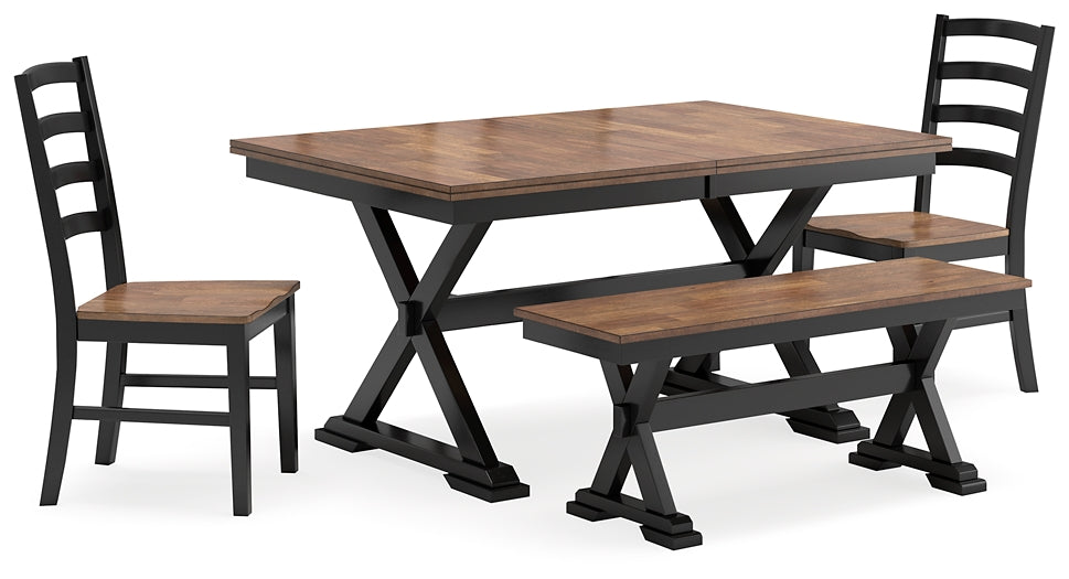 Wildenauer Dining Table and 2 Chairs and Bench Signature Design by Ashley®