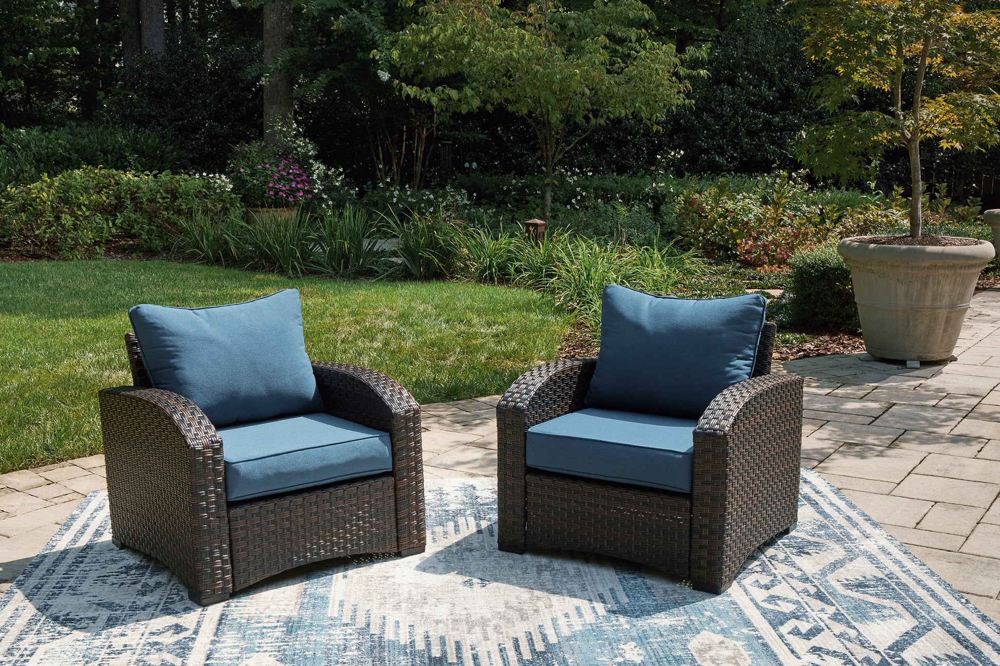 Windglow Outdoor Loveseat and 2 Chairs with Coffee Table Signature Design by Ashley®